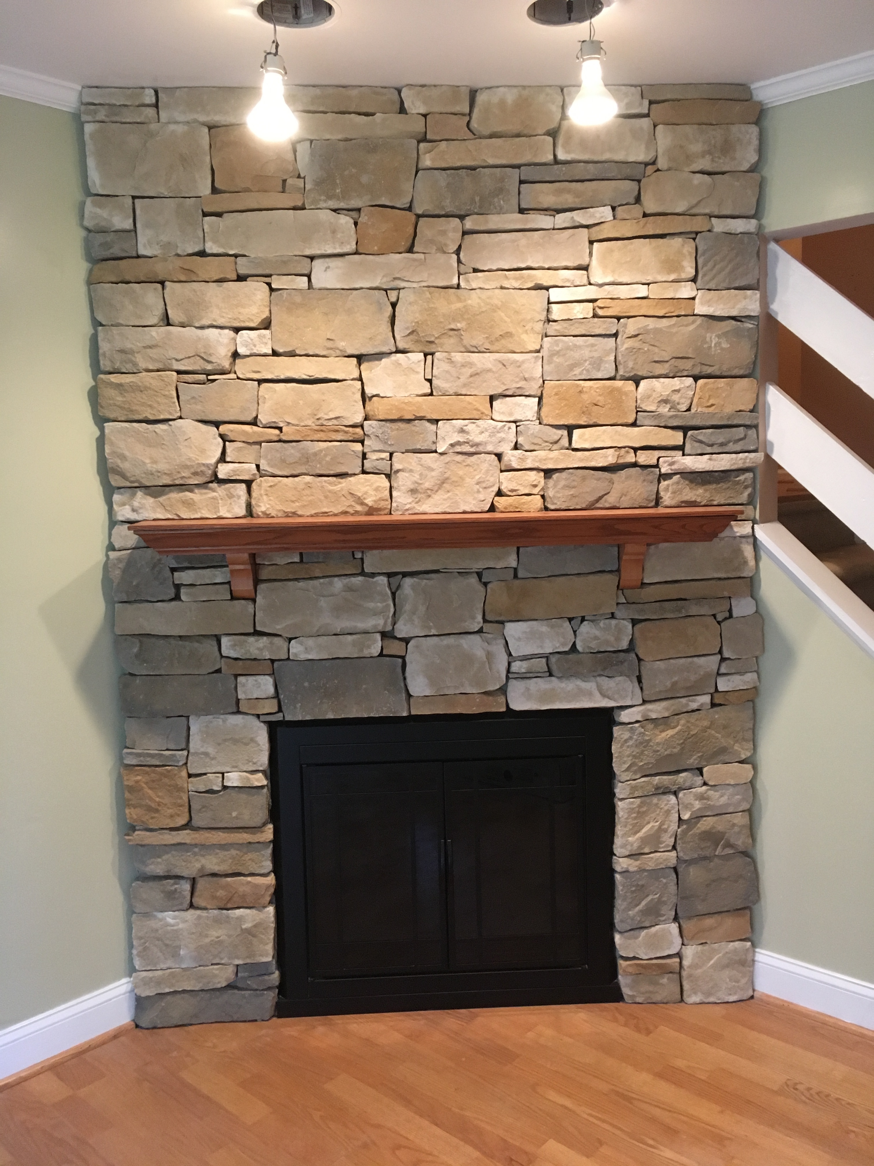 Fireplace stone facing, after